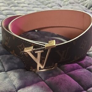 Brown Belt with Gold LV Buckle